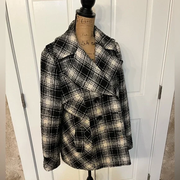 MODA Victoria’s Secret Plaid Peacoat Jacket large - Picture 2 of 7